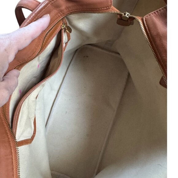 Authentic MCM Blue Stripe Tote Cognac Monogram - Picture 13 of 15